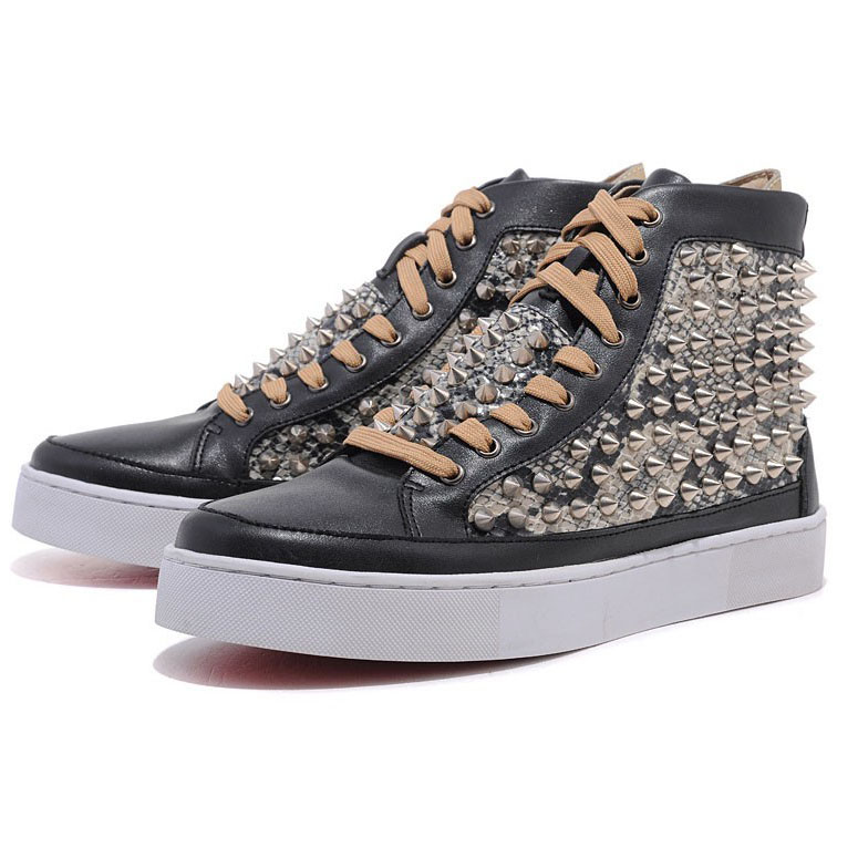 Men&#39;s Christian Louboutin Louis Spikes High Top Sneakers Black | Louboutin Sale