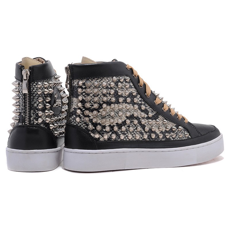 Men&#39;s Christian Louboutin Louis Spikes High Top Sneakers Black | Louboutin Sale