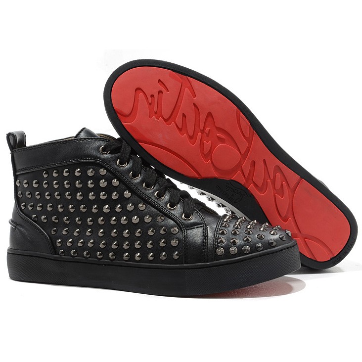 Christian Louboutin Louis Spikes High Top Sneakers Black | Louboutin Sale