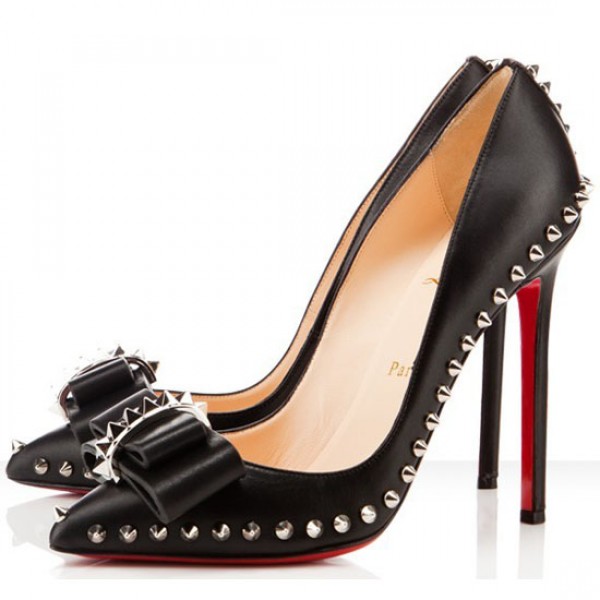 Christian Louboutin Lucifer Spikes Bow 120mm Pumps Black