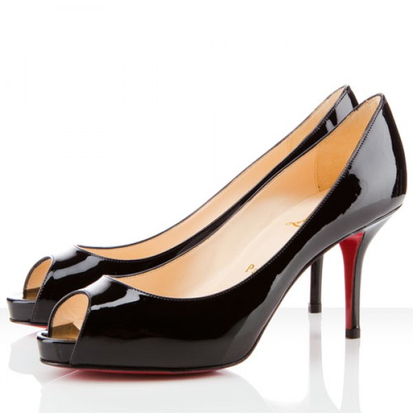 Christian Louboutin Mater Claude 85mm Patent Peep Toe Pumps Black