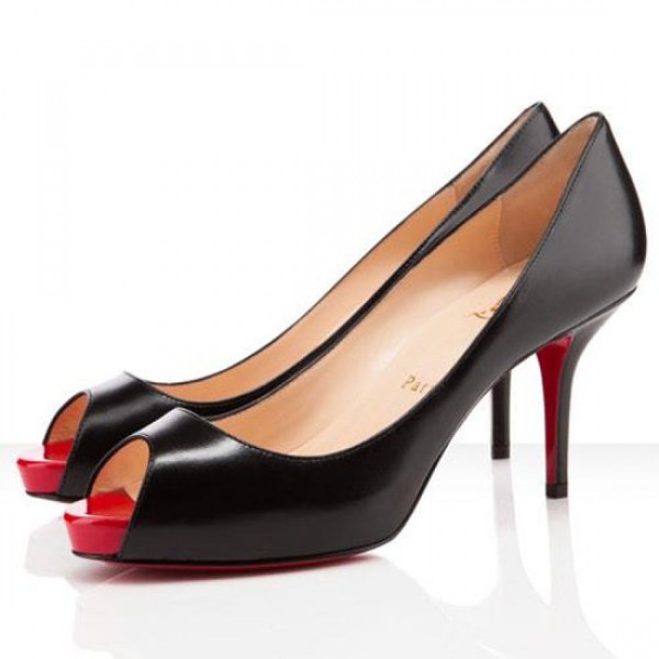 Christian Louboutin Mater Claude 85mm Peep Toe Pumps Black/Red