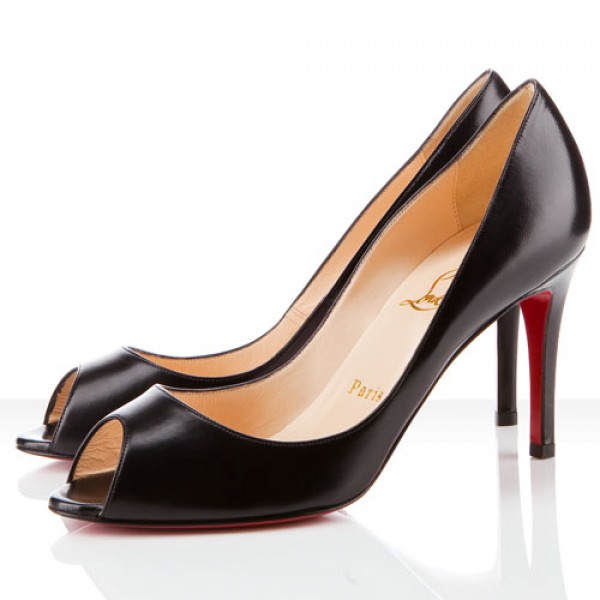 Christian Louboutin You You 85mm Leather Peep Toe Black