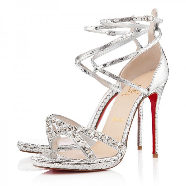 Christian Louboutin Monocronana 120mm Sandals Silver