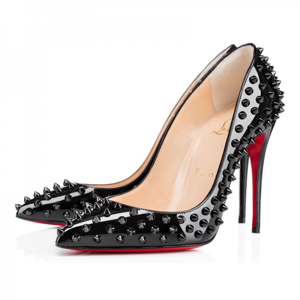 Christian Louboutin Follies Spikes 100mm Patent Black