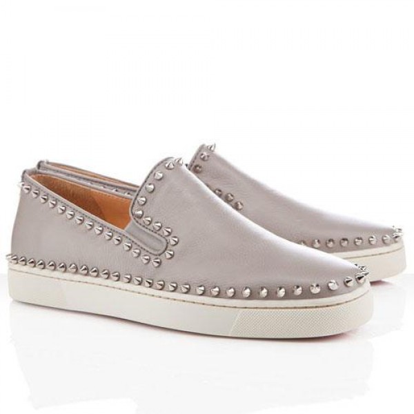 Men's Christian Louboutin Pik Boat Flats Light Blue