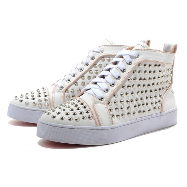 Men's Christian Louboutin Flat Leather Sneakers White