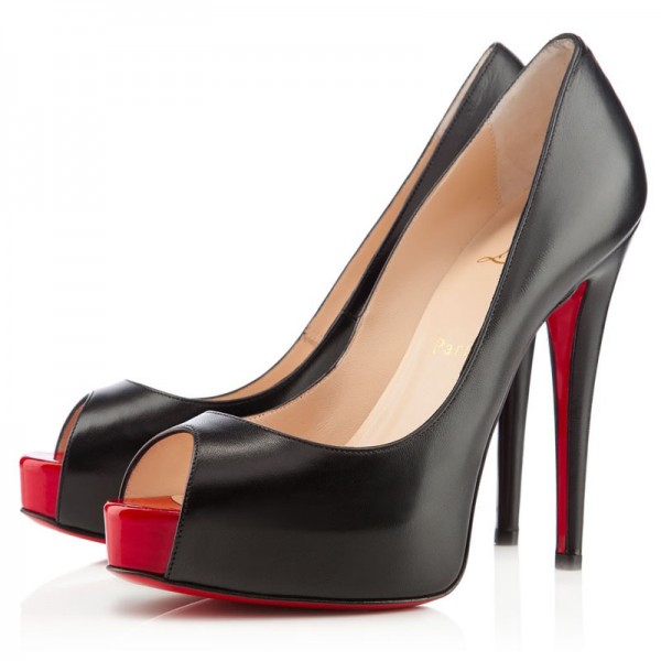 Christian Louboutin Vendome 120mm Peep Toe Pumps Black/Red