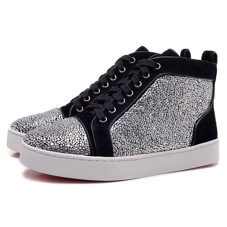 Men�s Christian Louboutin Glitter Nubuck High Top Sneakers
