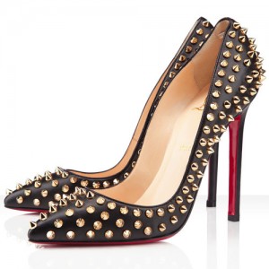 Christian Louboutin Pigalle Spikes 120mm Pumps Black/Gold