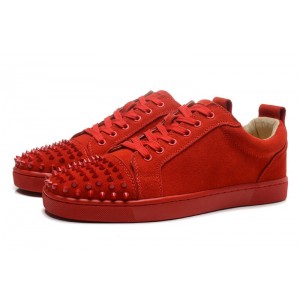 Men's Christian Louboutin Louis Studded Top Sneakers Red