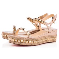 Christian Louboutin Cataclou 60mm Patent Wedges Nude