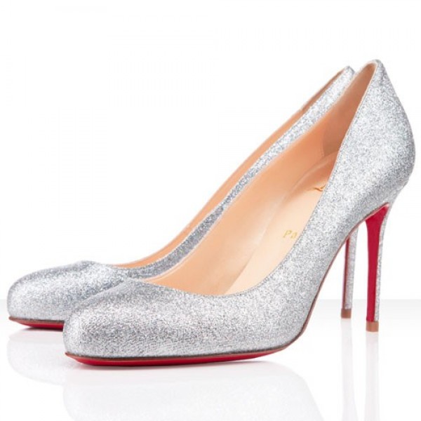 Christian Louboutin Fifi 85mm Glitter Silver