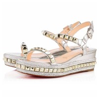 Christian Louboutin Cataclou 60mm Leather Wedges Silver