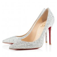 Christian Louboutin Decollete 554 100mm Strass Silver