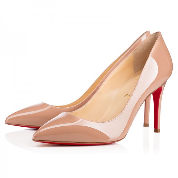 Christian Louboutin Pigalle 85 Patent Pumps Nude