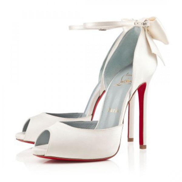 Christian Louboutin Dos Noeud 120mm Satin Off White