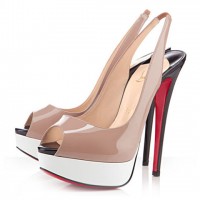 Christian Louboutin Lady Peep Sling 150mm Slingbacks Nude/White