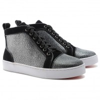 Christian Louboutin Louis Jeweled High Top Sneakers Black