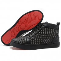 Men's Christian Louboutin Louis Spikes High Top Sneakers Black