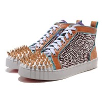 Men's Christian Louboutin Louis Spikes High Top Sneakers Multicolor