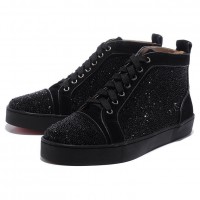Men's Christian Louboutin Louis Strass High Top Sneakers Black