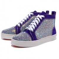 Men's Christian Louboutin Louis Strass High Top Sneakers Parme